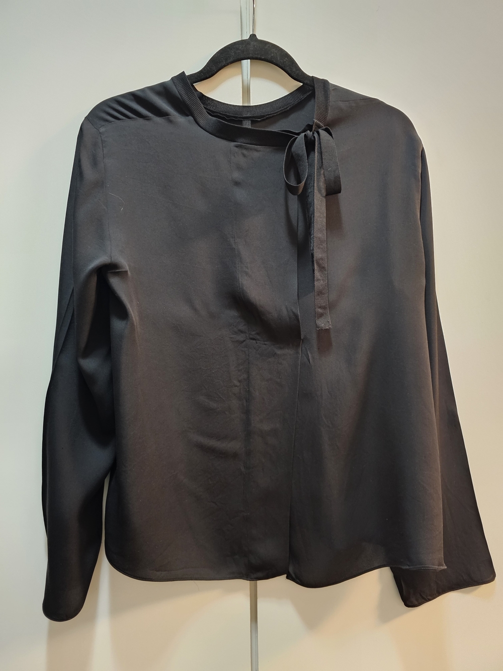 Vince Black Tie-Neck Long Sleeve Blouse